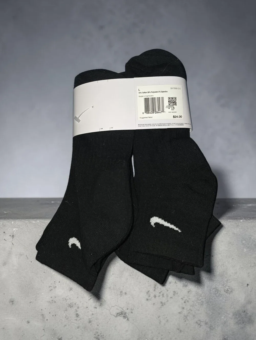 Nike Everyday Black Ankle Socks - 6 Pack